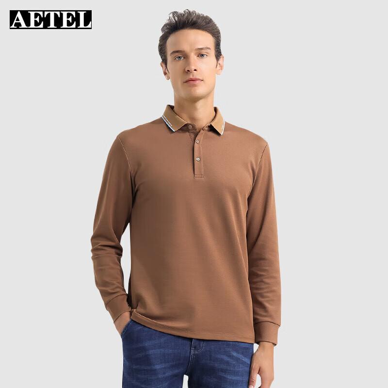 AETEL Men s Long-Sleeve Business Casual Polo Shirt M