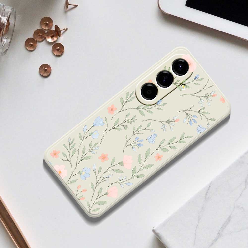 For Samsung Galaxy A56 5G Case Pink Blue Flowers Pattern Printing Straight Edge TPU Phone Back Cover