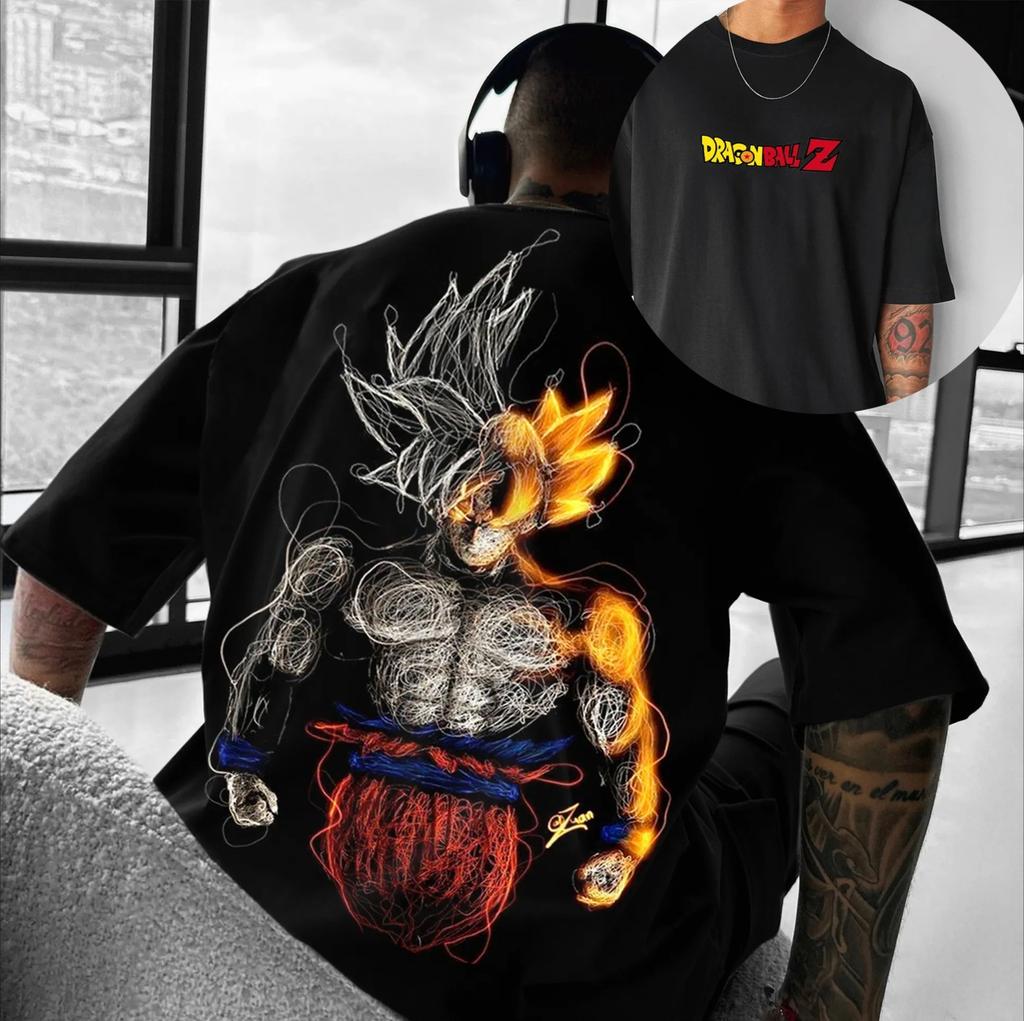 Nuova T-shirt Sportiva Estiva da Uomo Dragon Ball Anime Goku Girocollo Manica Corta 2026 Bandai Cotone Ampia e Traspirante