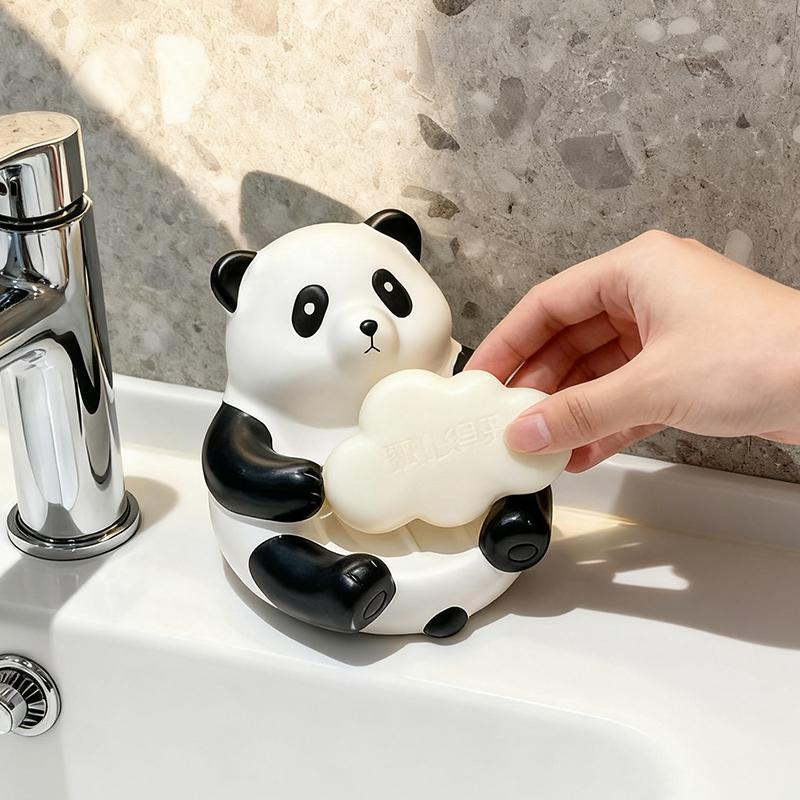 Suport creativ pentru săpun Panda, Suport portabil pentru săpun, Cutie de depozitare pentru săpun cu scurgere, Suport drăguț pentru săpun pentru baie, Ornament pentru decorarea casei