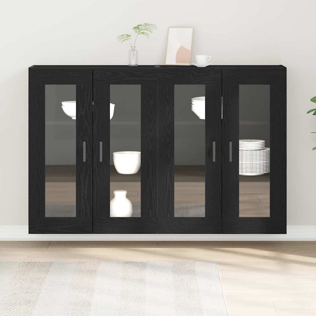 Wall Cabinets 2 pcs Black Oak Effect 69.5 x 34 x 90 cm