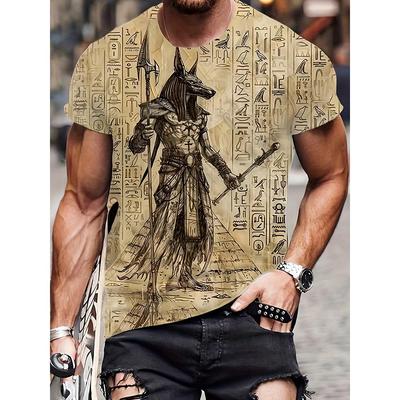 Pánské krátkorukávové tričko s 3D potiskem Anubise v egyptském náboženském stylu, pánské tričko na venkovní sporty, pánské fitness tričko, tričko streetové módy