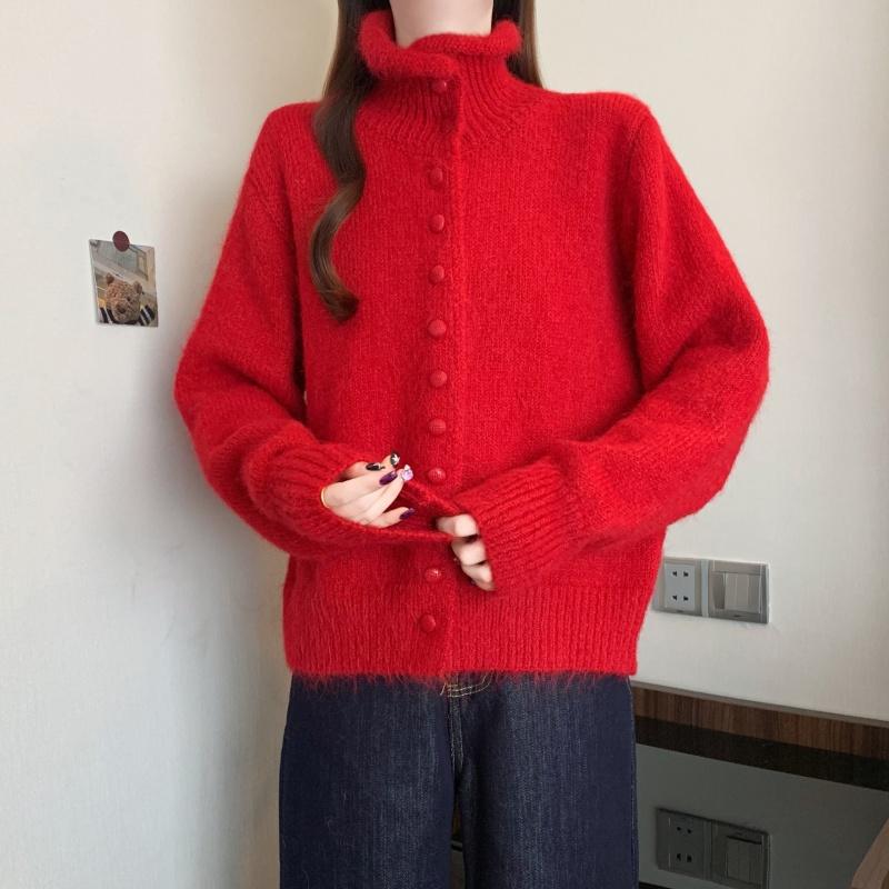 Oversized Womens Knit Sweater Winter Korean High Neck Rolled Edge Thick Warm Pullover Plus Size