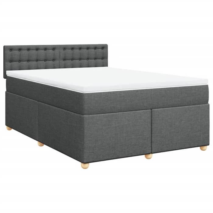 Maison Exclusive - Sommier à lattes de lit avec matelas Gris foncé 140x190cm Tissu
