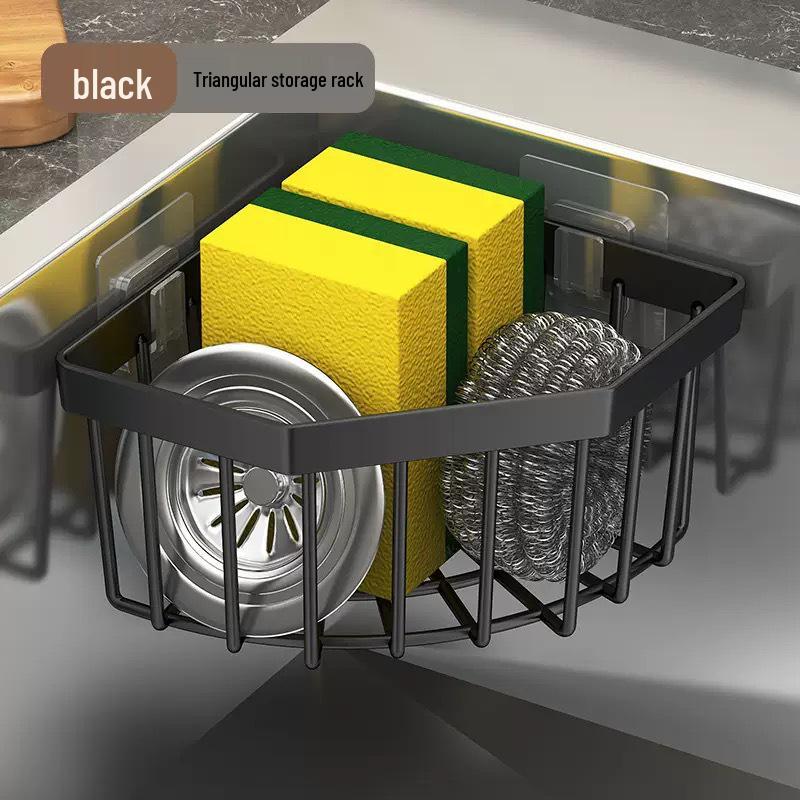 Wall-Mounted Corner Sink Drain Basket & Sponge Holder