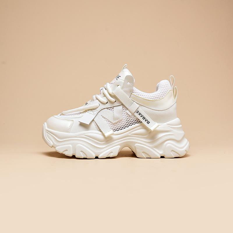 

Mesh breathable dad shoes women 2025 summer new fashionable versatile muffin platform casual small sports shoes 35 бежевий