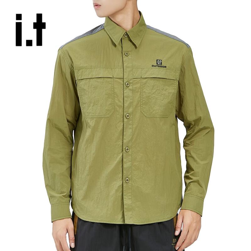 OVERPROTECTION it Men s Casual Patchwork Collared Shirt M