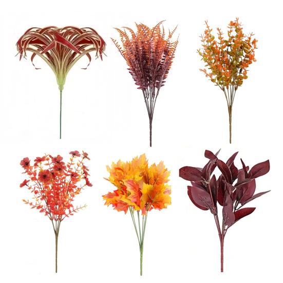 Künstliche Herbstblumen UV-beständig Künstliche Veilchen Ahornblatt-Picks Orange Realistisch