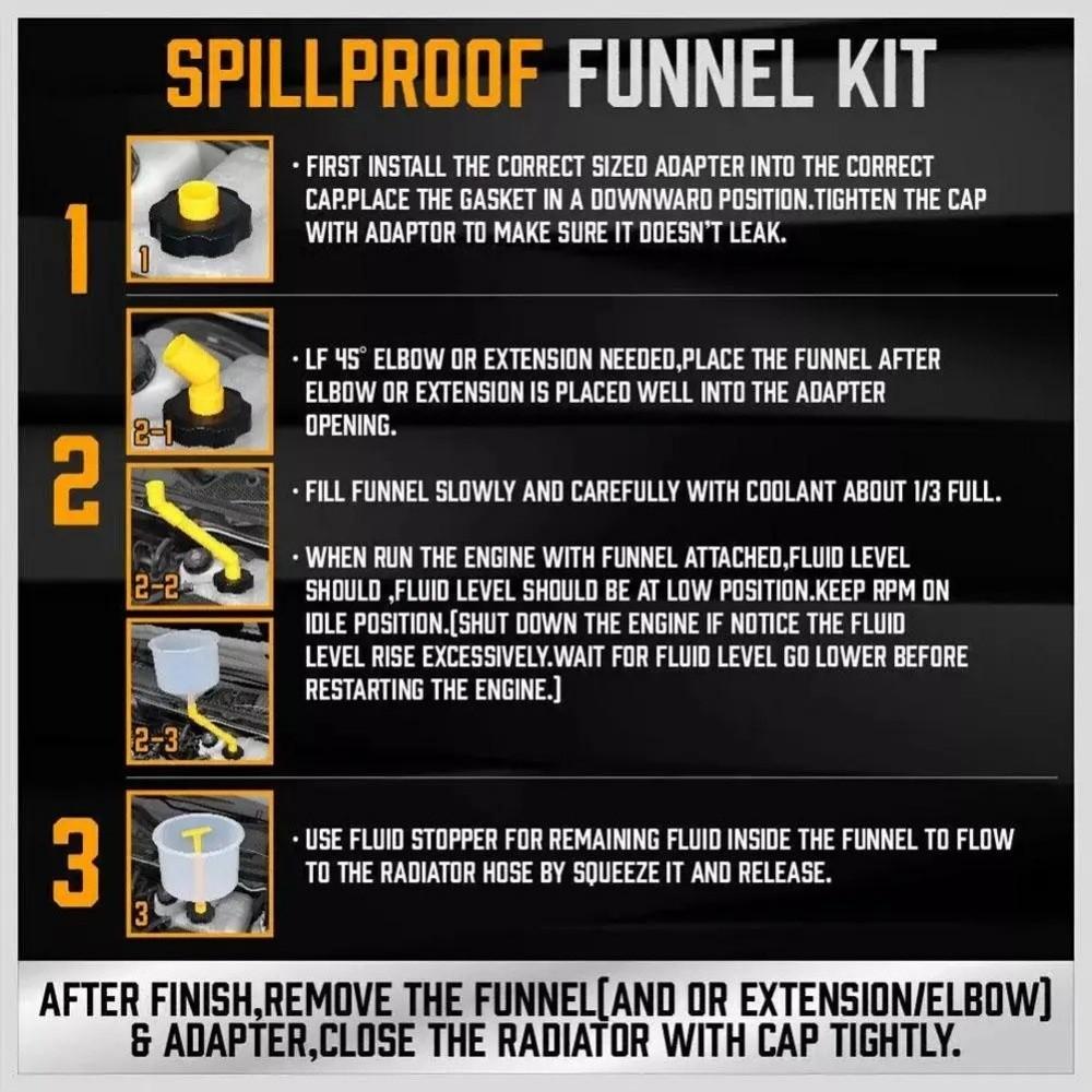 15Pcs/Set Plastic Car Antifreeze Funnel Spill Proof Radiator Filling Tool  Antifreeze Refill