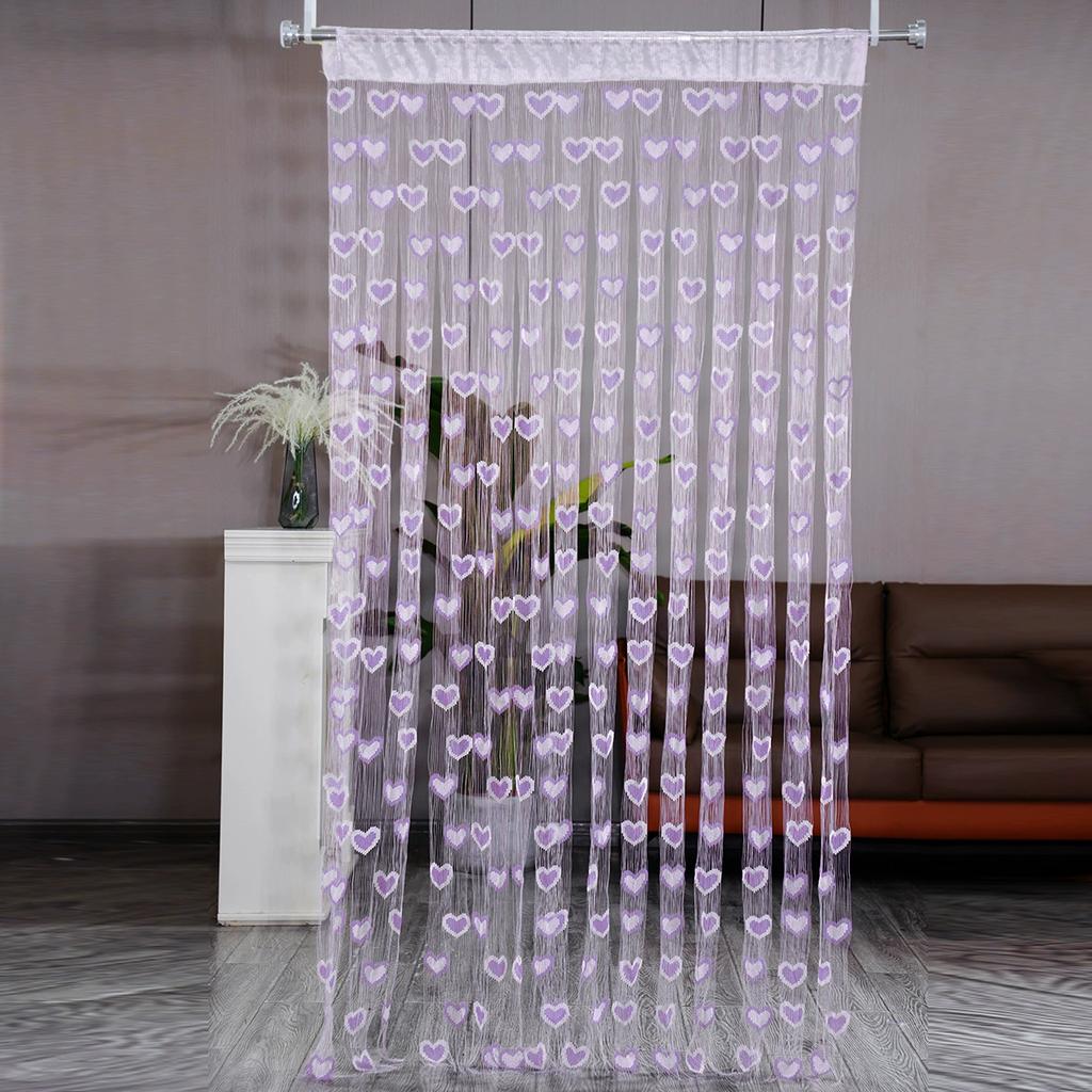 100*200cm Tassel Two-Color Heart-shaped Curtain Romantic Loving Heart String Sheer Curtains for Home Living Room Bedroom Curtain