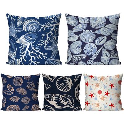 1pc Marine Organism Shells Pillow Case Square Pillow Bedroom Sofa Leisure Comfort Cushion Car Living Room Home Decoration 40X40