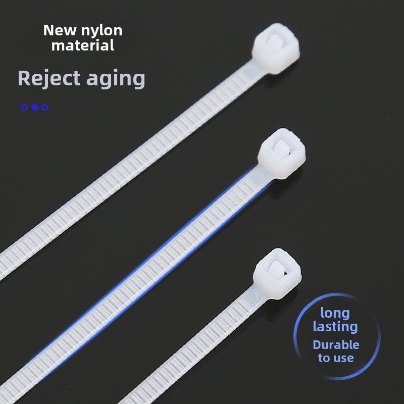 Czarno-białe samozaciskowe nylonowe opaski kablowe z klamrą