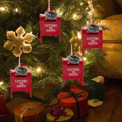 Christmas Ornament Letter To Santa Mail Box Ornaments, Red Christmas Hanging Ornaments Decorations for Xmas Holiday Decor