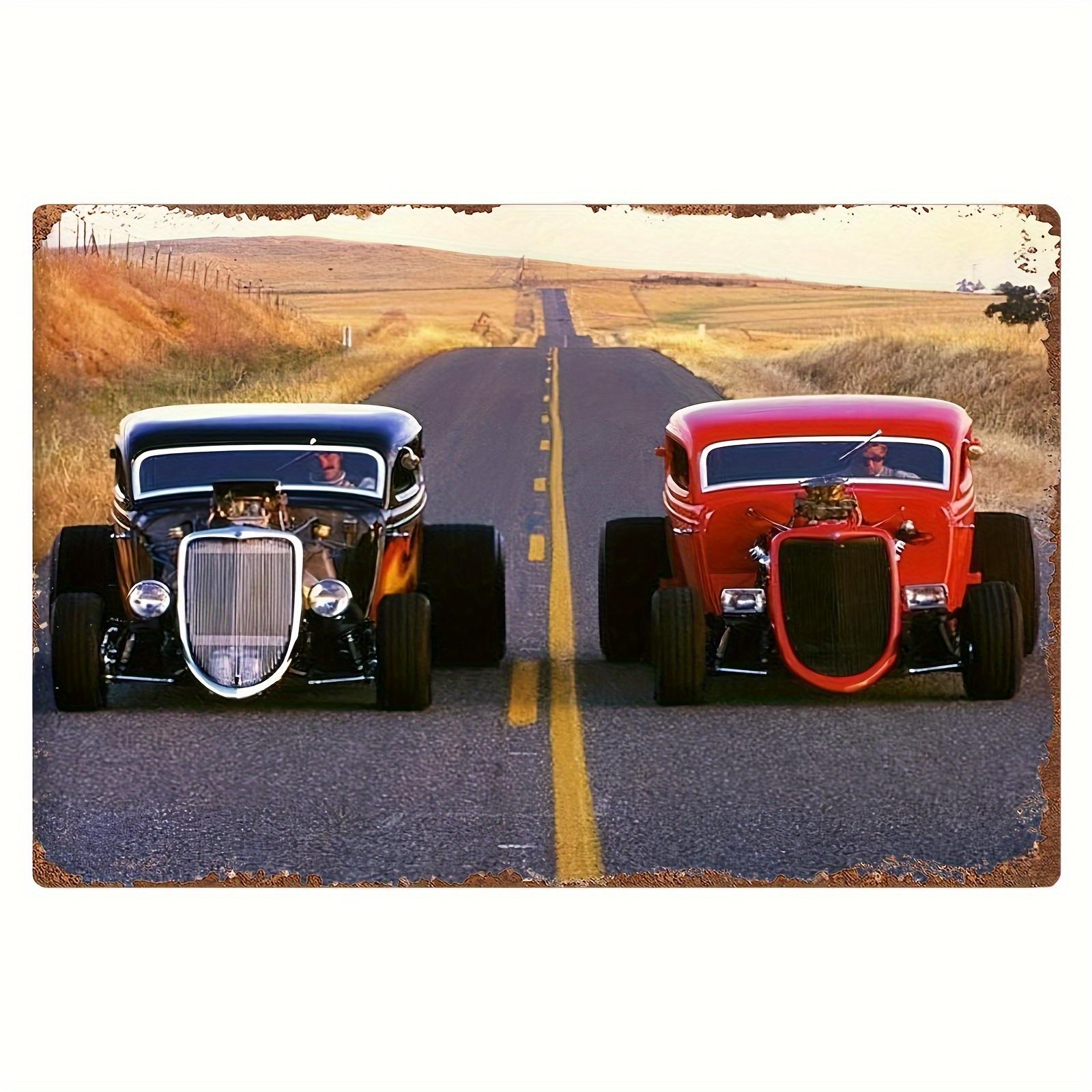 

2D плоский 30*20 см винтажный деревянный знак - прочное кованое деревянное настенное искусство, предварительно просверленное, устойчивое к атмосферным воздействиям, 7 - классический автомобильный декор для гаража и дома, черный и красный 30*20cm