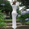 New Sexy Deep V Neck See Through Long Sleeve Lace Dress Slim Fit Fashion Perspective Street Style Party Club Dress Women Bodycon Hollow Clothing