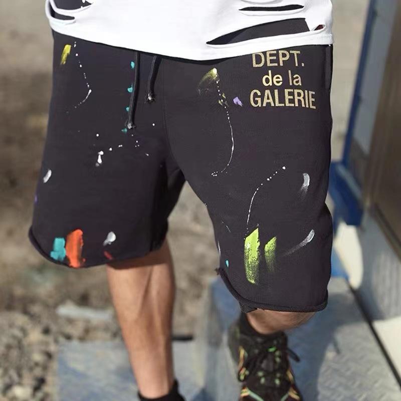 Cross-border Trendy Brand GALLERY DEPT Shorts Men's and Women's High Street Graffiti Splashing Ink Printing Casual Sports Five-point Pants