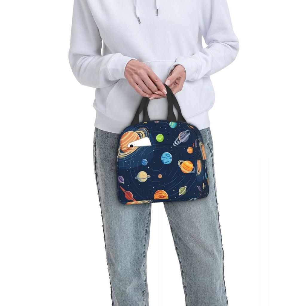 Solar System Space Planets Universe Insulated Lunch Bag for Women Children Portable Food Boxes Thermal Lunch Box Tote