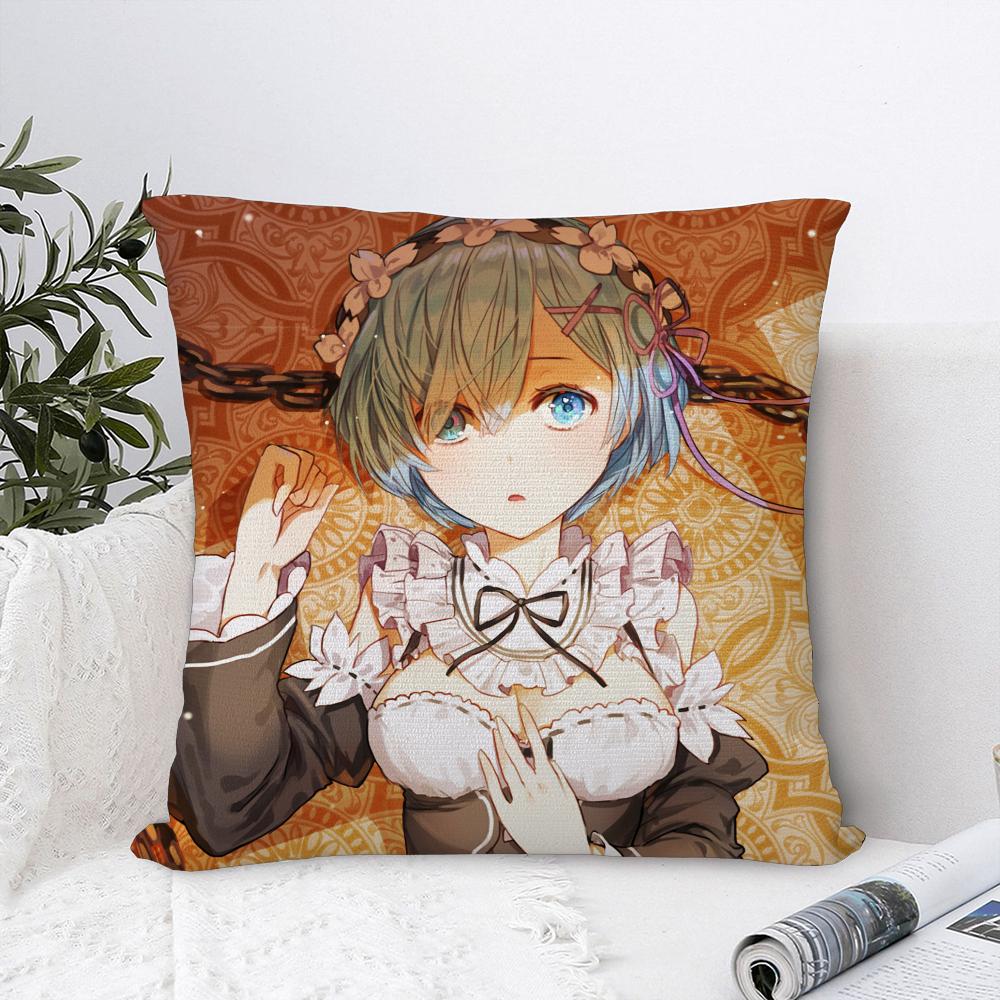 Re zero R-Rem Pillow Case Sofa Decorative Home Double-sided Print Plush Square Throw Pillow Covers Cushion Decor Cover