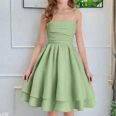 A-line Spaghetti Straps Summer Dress Festive Sleeveless Girls Midi Dress Party Princess Dress for 8-14 Years