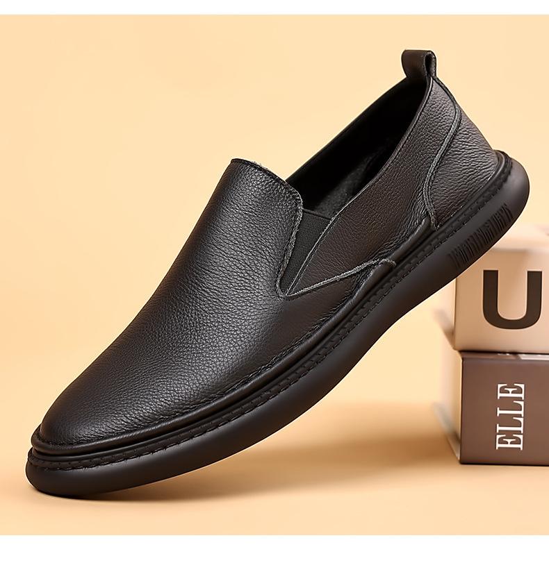 

New Men Casual Shoes Genuine Leather Men Sneakers Handmade Slip on Outdoor Shoes Fashion Loafers Men Shoes Moccasins 38 чёрный