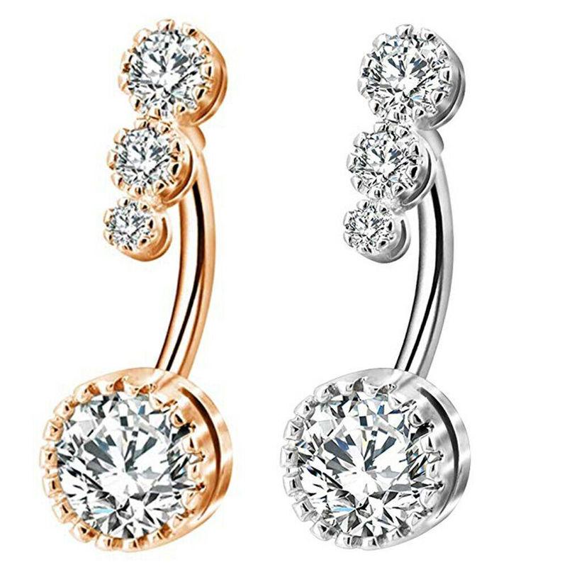 Crystal Navel Ring Barbell Drop Dangle Body Piercing Nombril Ombligo Belly Button Rings Men Women Body Jewelry