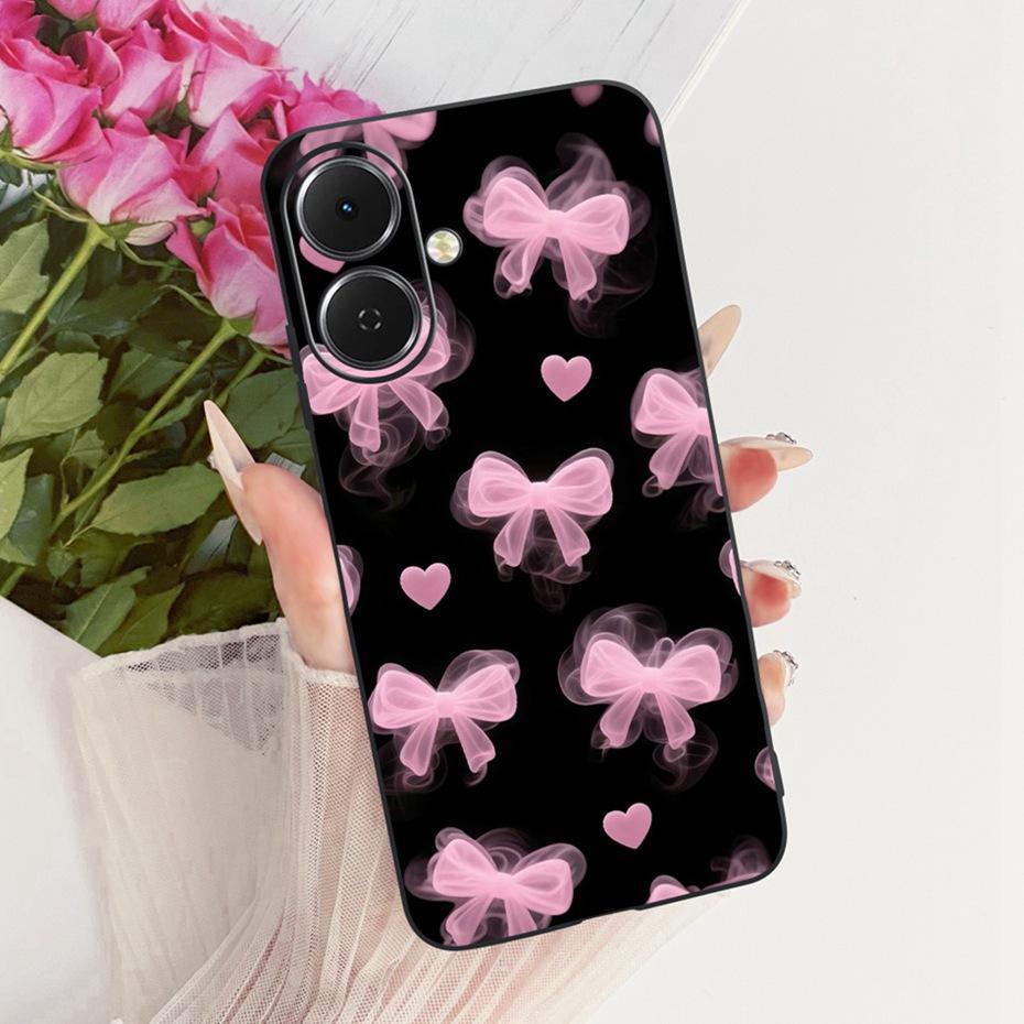 2025 Cute Printing Phone Case For Tecno Spark Go 2 KM4 Black Silicone Soft Cases For Tecno Spark Go2 Covers Bumpers