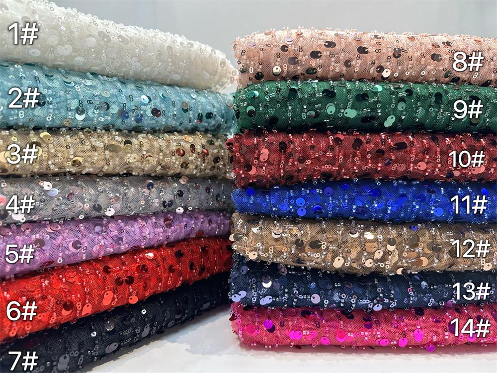 African Groom Lace Fabric For Sewing Party Dresses 2025 High Quality French Mesh Fabric Embroidered Nigeria Sequins Lace 5 Yards