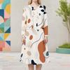 Women Plus Size Abstract Printed 2 Piece Dress Set Round Neck Long Sleeve Cardigan Sleeveless Midi Dress