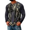 Men's Casual Halloween Print Knit Long Sleeve Neck T Shirt