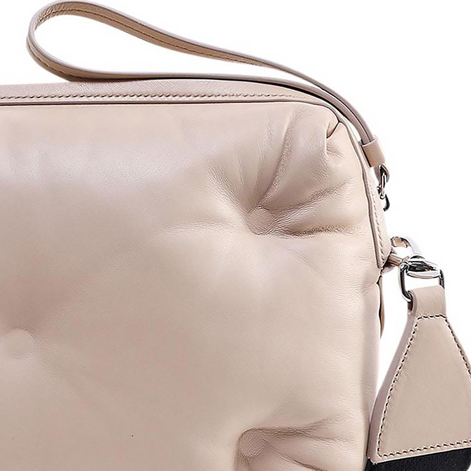 Maison Margiela Fashion Casual Logo Appliqué Ruched Leather Shoulder Crossbody Bag Women bags Light-Brown SB1WB0002P4300T2086