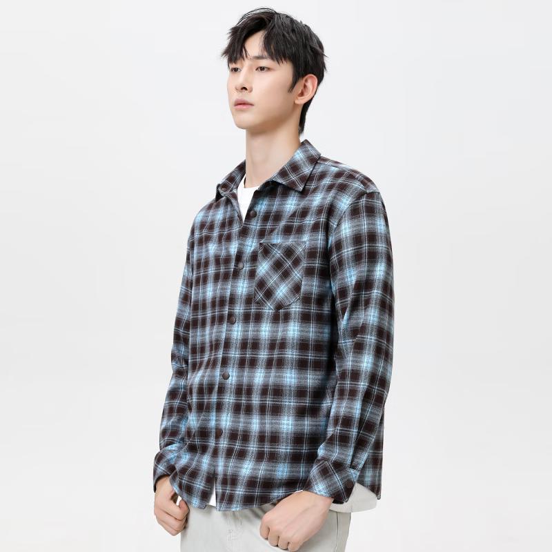 Mark Fairwhale Men's American Flannel Plaid Long Sleeve Shirt