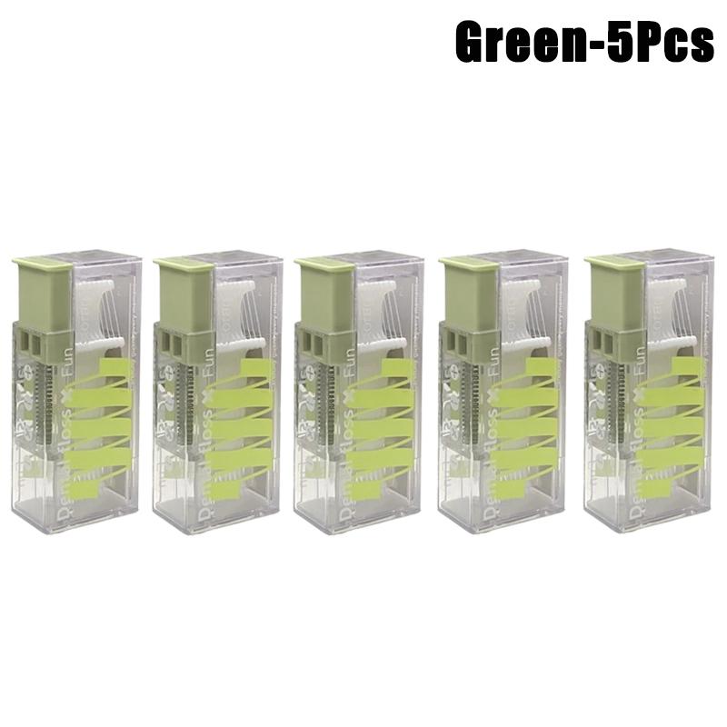 Portable Floss Dispenser Includes 10Pcs Floss Automatic Ejectable Floss Organiser Oral Care Press-on Disposable Flossing Sticks