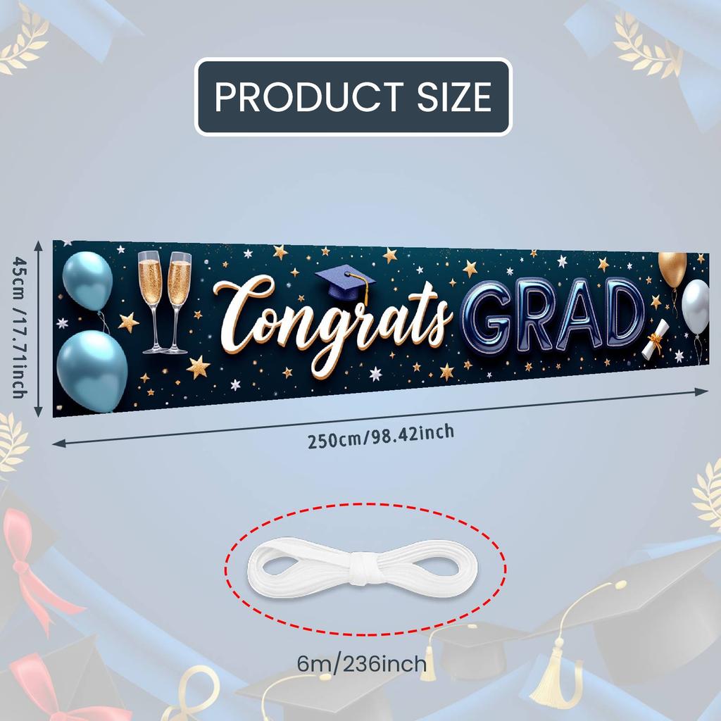 Grad Event Banner Graduation Caps Grad Party Background Senior Grad Backdrop Red And Blue For Graduation Ceremony Graduation