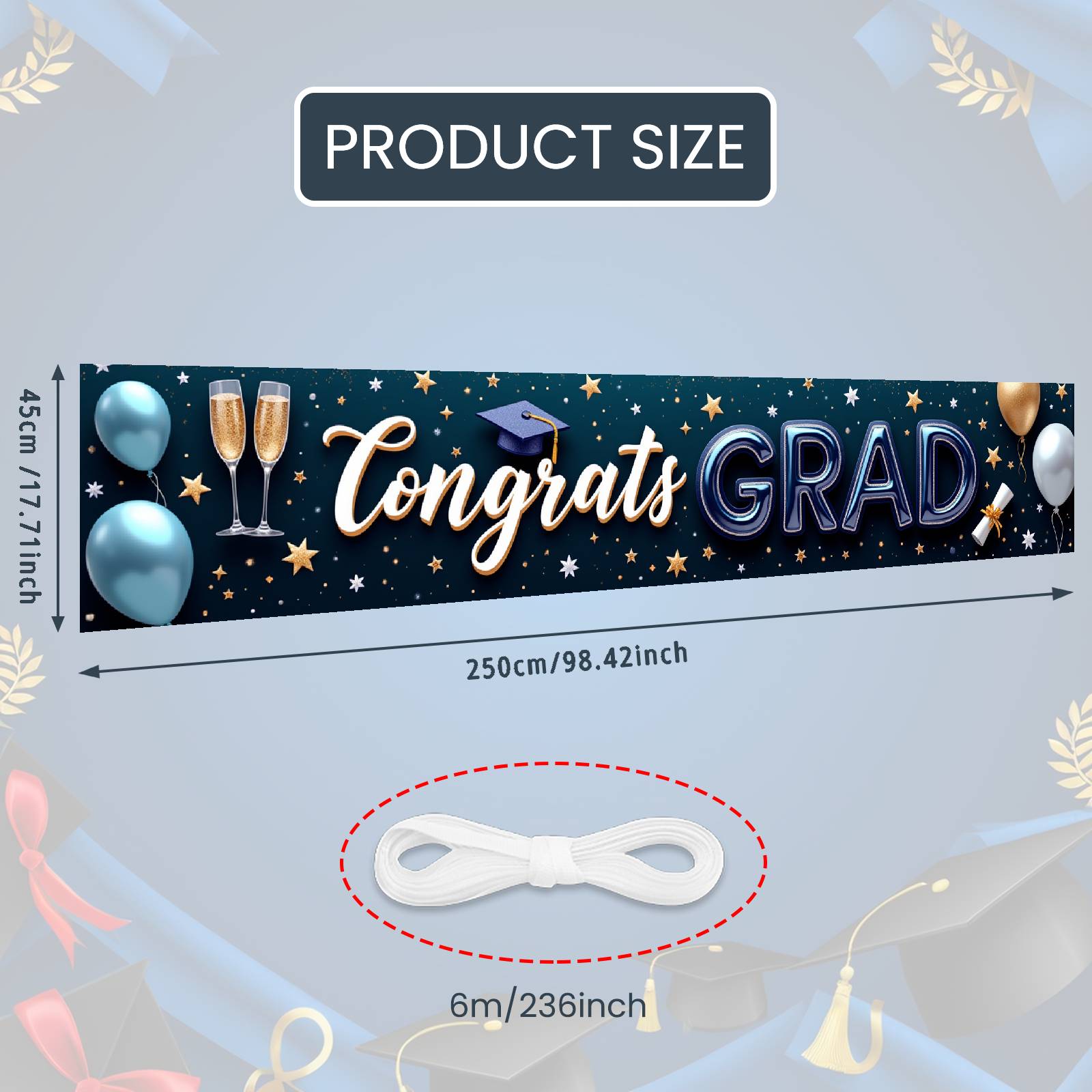 

Grad Event Banner Graduation Caps Grad Party Background Senior Grad Backdrop Red And Blue For Graduation Ceremony Graduation