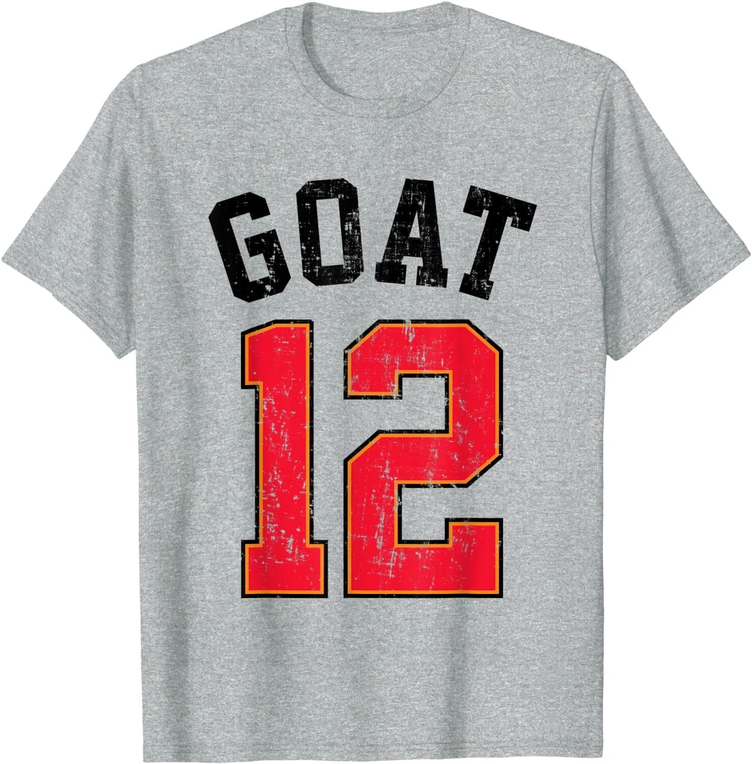 GOAT 12 Greatest Of All Time Football Game Distressed Design T-Shirt S