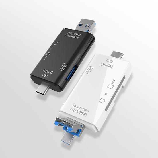 6-in-1 Multifunctional USB 3.0 Card Reader Mini Type-C TF-SD Card Reader OTG Adapter for Mobile Phone