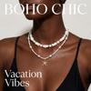 Bohemian White Multilayer Rice Bead Gravel Necklace for Women Baroque Imitation Pearl Gold Starfish Chain Beach Jewelry Gift