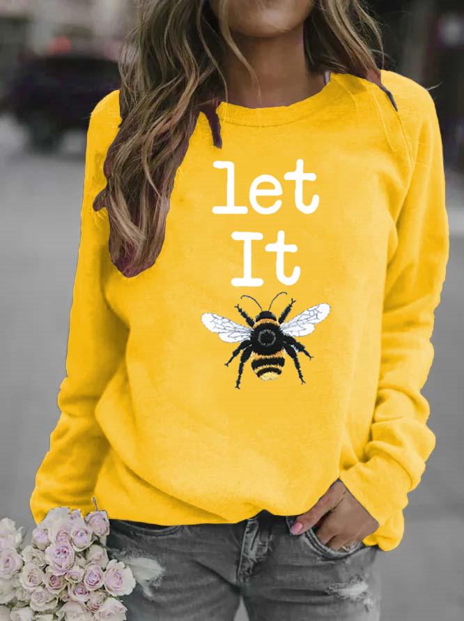 Women's Animal Bee Print Round Neck Hoodie