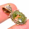 Natural Unakite Gemstone Two Tone 925 Solid Sterling Silver Pendant 1.25" j4i28