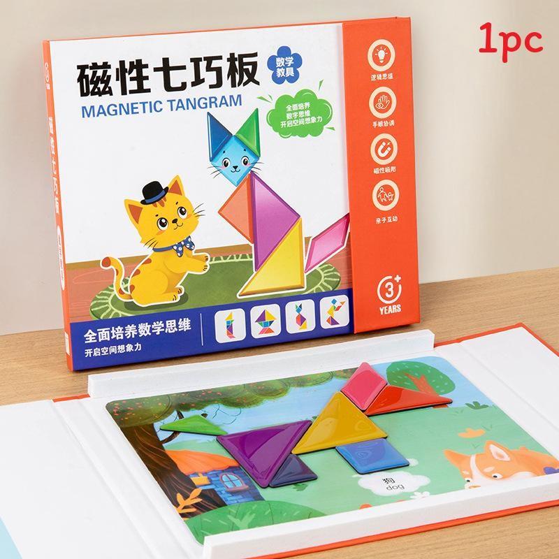 Деревянный магнитный танграм для детей и начинающих, развивающая игрушка для раннего обучения