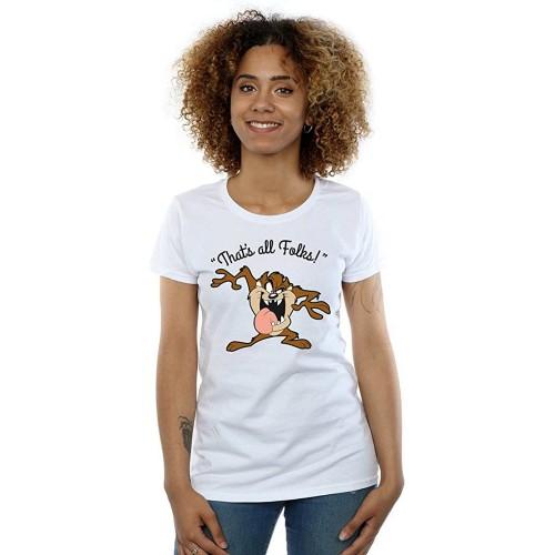 

Looney Tunes Womens/Ladies ThatÂ´s All Folks Taz Cotton T-Shirt білий