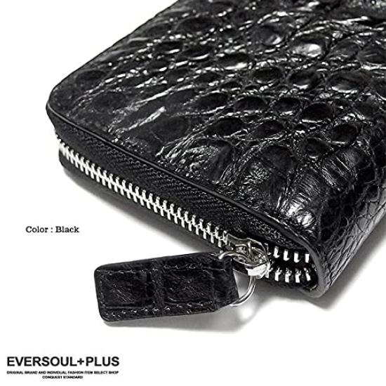 EVERSOUL Krokodilleder Lange Geldbörse mit Rundum-Reißverschluss, Unisex, Geschenk