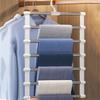 Practical Folding Pant Rack Hangers Portable Home Organization Metal Foldable Clothes Hanger with Multi Clip Layers