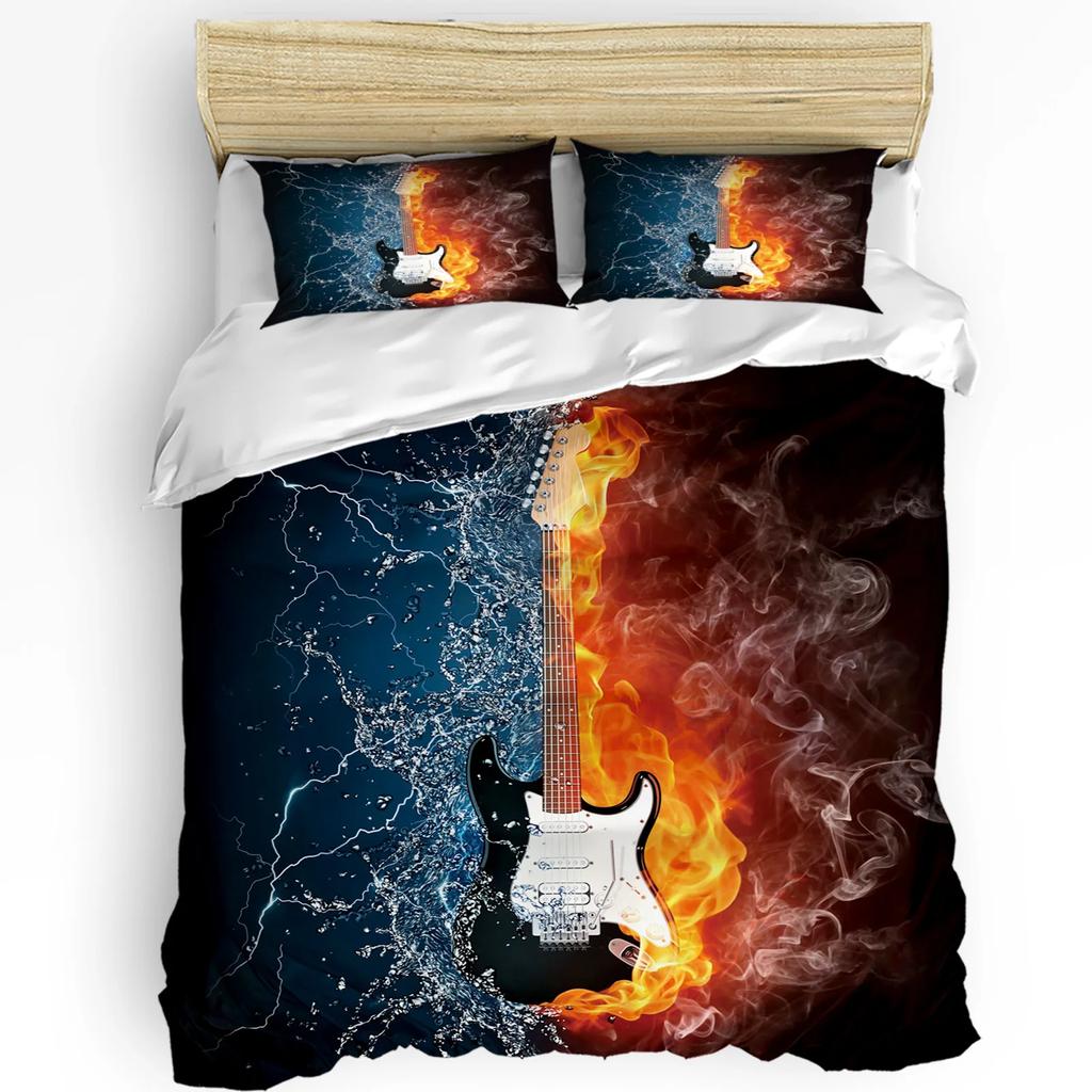 Colorful Guitar Rock Music Splash Art Duvet Cover 3pcs Bedding Set Home Textile Quilt Cover Pillowcases Bedding Set No Sheet