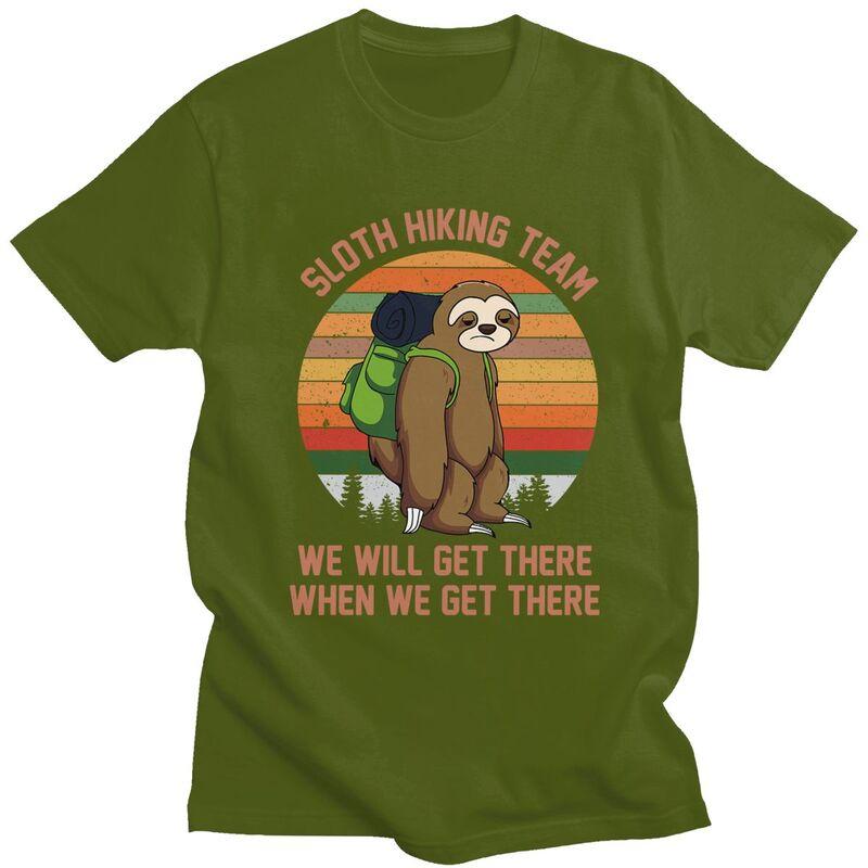 Custom Sloth Hiking Team T Shirts Men ShortSleeve Tshirts Streetwear Tee Tops Oversized Tshirts Merch