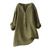 Women's Fashion Loose Solid Color Standing Collar Button Long Sleeve Sleeve Cotton Top