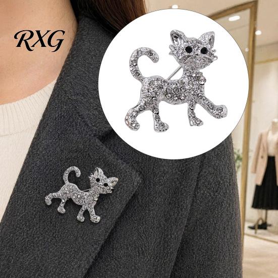 Kitten Lapel Pin Rhinestone Cat Shape Brooch Pin, Clip for Animal Accessory Women Girls, Sweater Cardigan Coat Suit Decoration Jewelry Accessories