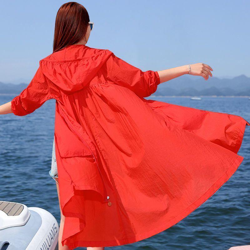 Women's Sunscreen Clothing Long Sleeve Mid Long Summer Thin Outdoor UV Protection and Sun Protection Clothing Fashionable Jacket