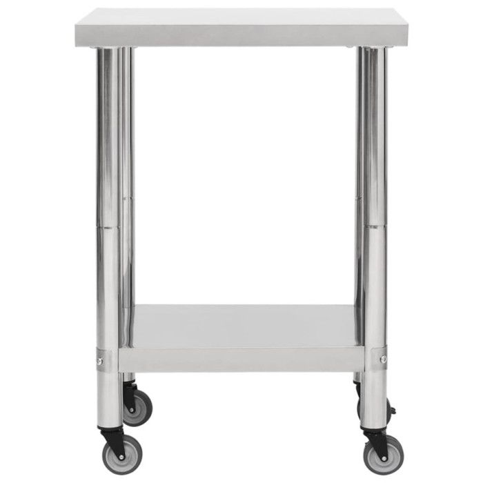 VidaXL Table de travail de cuisine avec roues 60x30x85 cm Inox