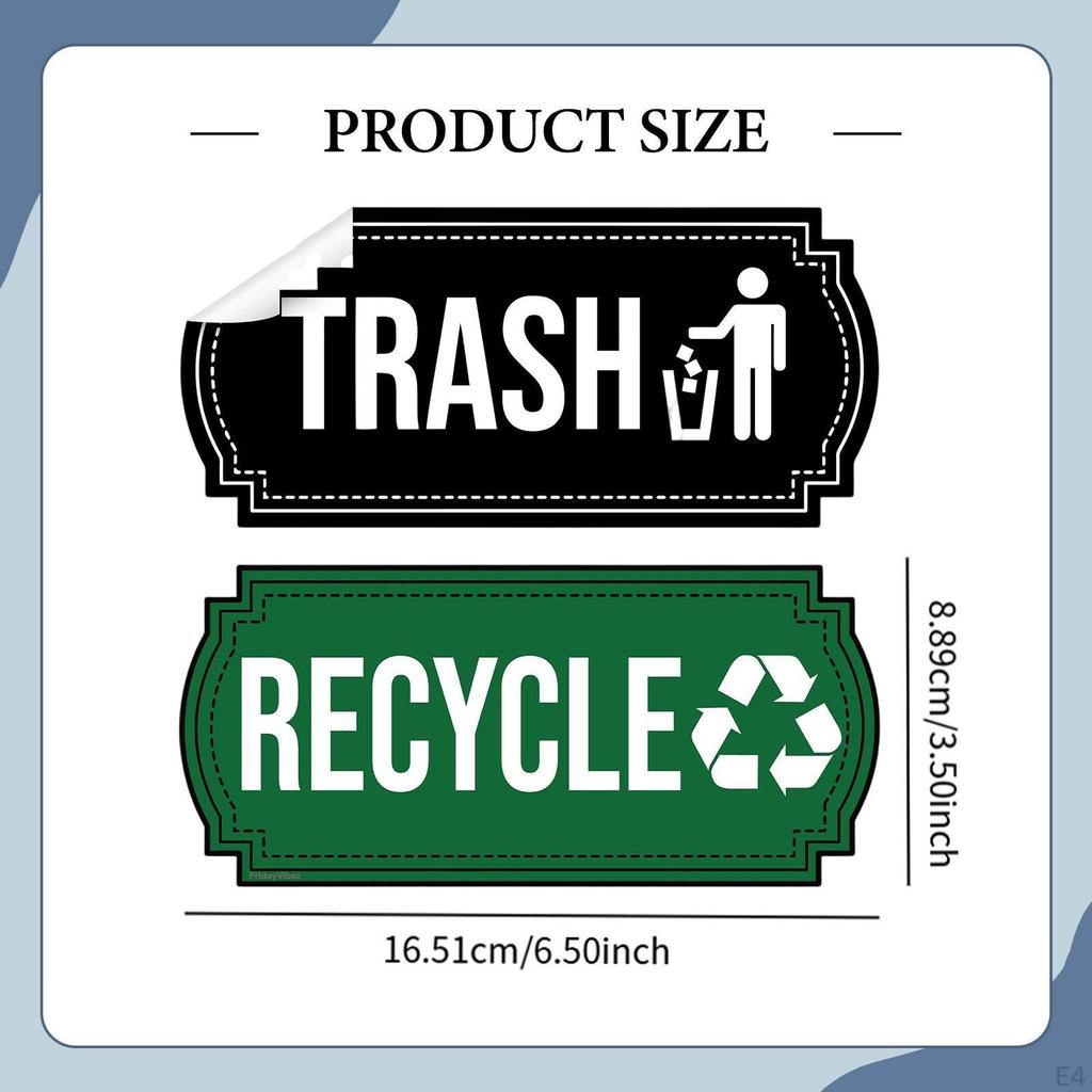 6 Pieces Trash and Recycle Stickers Decal Portable Self Paste Sorting Stickers, Recycling Bin Labels